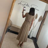ROBE PORTEFEUILLE TAUPE TARAH - La Petite Somptueuse