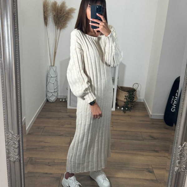 ROBE PULL BEIGE AGATHE - La Petite Somptueuse