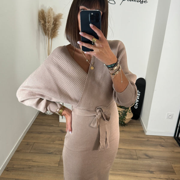 ROBE PULL BEIGE ANAIS - La Petite Somptueuse