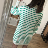 ROBE PULL BEIGE ET VERT RITA - La Petite Somptueuse