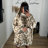 ROBE PULL BEIGE LEOPARD - La Petite Somptueuse