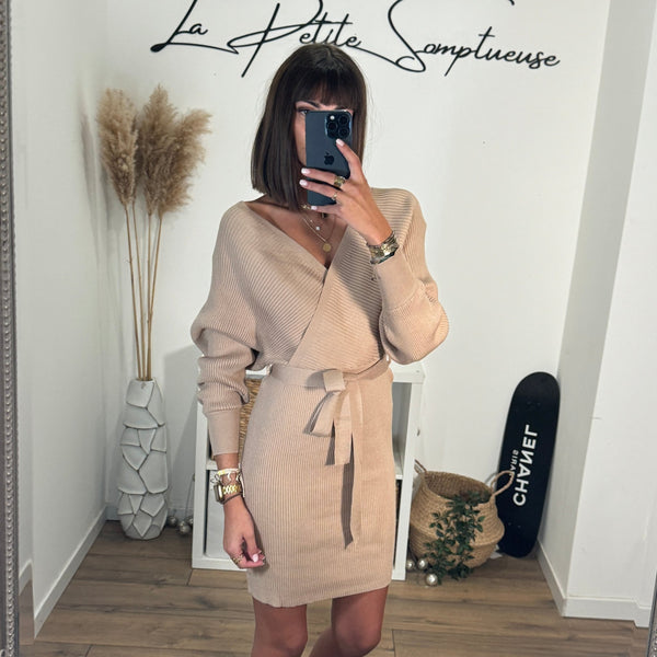 ROBE PULL BEIGE MADDY - La Petite Somptueuse