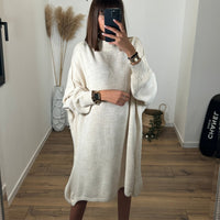 ROBE PULL BEIGE SOLENA - La Petite Somptueuse