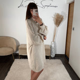 ROBE PULL BEIGE SOLENA - La Petite Somptueuse