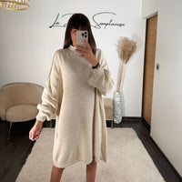 ROBE PULL BEIGE SOLENA - La Petite Somptueuse