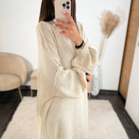ROBE PULL BEIGE SOLENA - La Petite Somptueuse