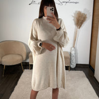 ROBE PULL BEIGE SOLENA - La Petite Somptueuse