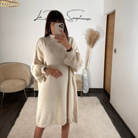 ROBE PULL BEIGE SOLENA - La Petite Somptueuse