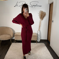 ROBE PULL BORDEAUX ANAIS - La Petite Somptueuse
