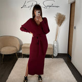 ROBE PULL BORDEAUX ANAIS - La Petite Somptueuse