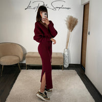 ROBE PULL BORDEAUX ANAIS - La Petite Somptueuse