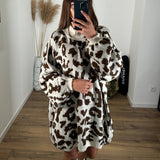 ROBE PULL CAMEL/BEIGE/LEOPARD - La Petite Somptueuse