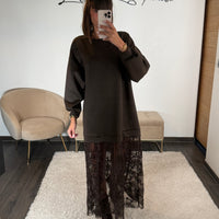 ROBE PULL DENTELLE CHOCO SANDY - La Petite Somptueuse