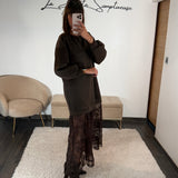 ROBE PULL DENTELLE CHOCO SANDY - La Petite Somptueuse