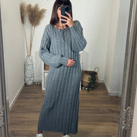 ROBE PULL GRIS AGATHE - La Petite Somptueuse