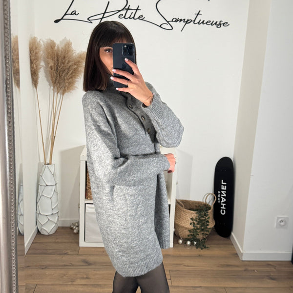 ROBE PULL GRISE COLINE - La Petite Somptueuse