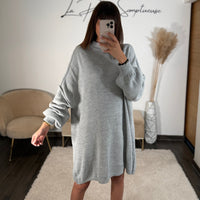 ROBE PULL GRISE SOLENA - La Petite Somptueuse