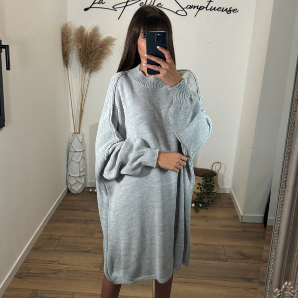 ROBE PULL GRISE SOLENA - La Petite Somptueuse