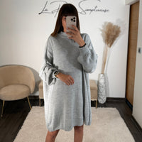ROBE PULL GRISE SOLENA - La Petite Somptueuse