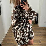 ROBE PULL MARRON LEOPARD - La Petite Somptueuse