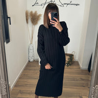 ROBE PULL NOIR AGATHE - La Petite Somptueuse