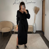 ROBE PULL NOIR ANAIS - La Petite Somptueuse