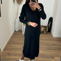 ROBE PULL NOIRE ANNA - La Petite Somptueuse