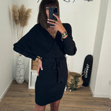 ROBE PULL NOIRE MADDY - La Petite Somptueuse