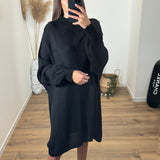 ROBE PULL NOIRE SOLENA - La Petite Somptueuse