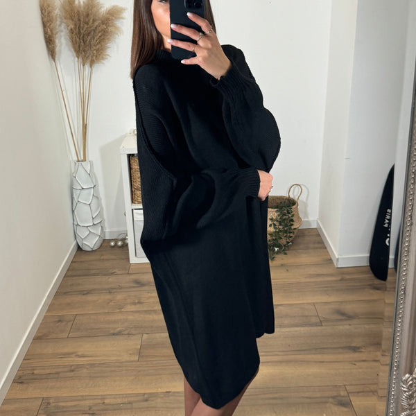 ROBE PULL NOIRE SOLENA - La Petite Somptueuse