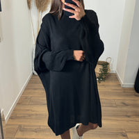 ROBE PULL NOIRE SOLENA - La Petite Somptueuse