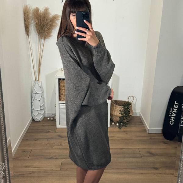 ROBE PULL TAUPE/GRISE SOLENA - La Petite Somptueuse