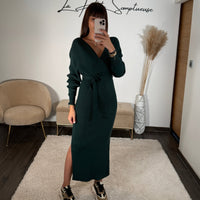ROBE PULL VERT SAPIN ANAIS - La Petite Somptueuse