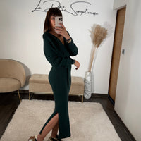 ROBE PULL VERT SAPIN ANAIS - La Petite Somptueuse