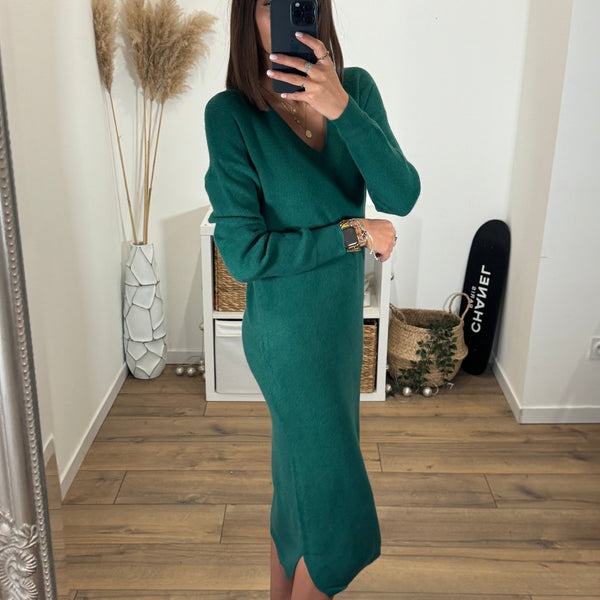 ROBE PULL VERT SAPIN ANNA - La Petite Somptueuse