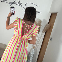 ROBE RAYE GAZE DE COTON MERIA - La Petite Somptueuse