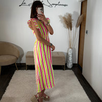 ROBE RAYE GAZE DE COTON MERIA - La Petite Somptueuse