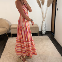 ROBE RAYE ORANGE SONIA - La Petite Somptueuse