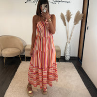 ROBE RAYE ORANGE SONIA - La Petite Somptueuse