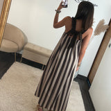 ROBE RAYEE BEIGE ET CHOCO SOFIA - La Petite Somptueuse