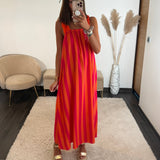 ROBE RAYEE ORANGE ET CORAIL SOFIA - La Petite Somptueuse