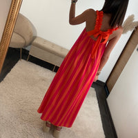 ROBE RAYEE ORANGE ET CORAIL SOFIA - La Petite Somptueuse