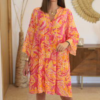 ROBE ROSE ET ORANGE FANNY - La Petite Somptueuse