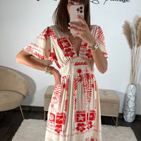 ROBE ROUGE ET BLANCHE ASTRA - La Petite Somptueuse