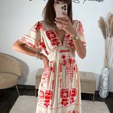 ROBE ROUGE ET BLANCHE ASTRA - La Petite Somptueuse