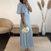 ROBE SATIN BLEU CIEL ALBA - La Petite Somptueuse