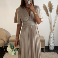 ROBE SATIN CHAMPAGNE ALBA - La Petite Somptueuse