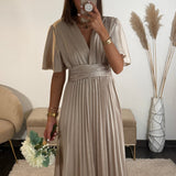 ROBE SATIN CHAMPAGNE ALBA - La Petite Somptueuse