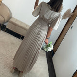 ROBE SATIN CHAMPAGNE ALBA - La Petite Somptueuse