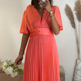ROBE SATIN CORAIL ALBA - La Petite Somptueuse